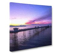 Pier in Llandudno Wales Modern Canvas Wall Art Print Ready to Hang, Framed Picture for Living Room Bedroom Home Office Décor, 20x20 Inch (50x50 cm)