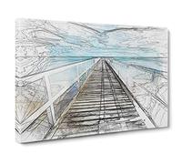 Pier Leading To The Ocean Canvas Print | Gallery Wrapped 30mm Frame Wall Art | 30x20 inches | Ready to Hang | Abstract Seascape Picture | Living Room Bedroom Lounge Office
