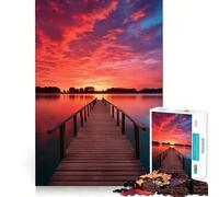 Pier Sunset at The Sea 1000 Piece Jigsaw Puzzles for Adults Jigsaw Memory Gain Stress Release Design Assembly Xmas Gift (38x52cm)