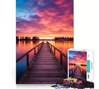 Pier Sunset at The Sea 1000 Pieces Jigsaw Puzzles for Adults Memory Boost Home Pastime Image Assembly Wall Art Decor (38x52cm)
