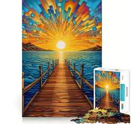 Pier Sunset at The Sea Jigsaw Puzzles for Adults 1000 Pieces Clear Logic Toy Quiet Hobby Perfect Cut Stylish Gift (38x52cm)