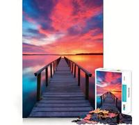 Pier Sunset at The Sea Jigsaw Puzzles for Adults1000 Pieces Clear Logic Toy Leisure Time Perfect Cut Creative Gift (50x75cm)