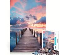 Pier Sunset at The Sea Jigsaw Puzzles for Teenagers 1000 Pieces Wise Think Toy Leisure Fun Clear Cut Wall Art Decor (38x26cm)