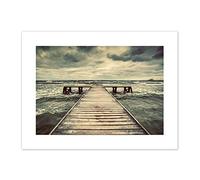 Pier With Storm Clouds Art Print Canvas Premium Wall Decor Poster