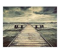 Pier With Storm Clouds Art Print Canvas Premium Wall Decor Poster