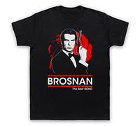 Pierce Brosnan The Best Bond British Spy Secret Agent 00 Double O Mens T-Shirt, Black, Large