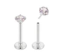 Pierced Koala (June) 2PCS Titanium 20G Threadless Flat Back Birthstone Gem Stud Earrings Labret Helix Tragus Cartilage Lip Monroe Conch Ear Stud Barbell Body Piercing Jewellery