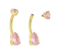 Pierced Koala (Pink 10mm) 1PC Titanium 14G Internally Threaded 10mm Bar Navel Piercing Ring Belly Button Barbell Gem Body Jewellery