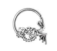 Pierced Owl 316L Stainless Steel Crystal Flying Dragon Annealed Seamless Bendable Cartilage Daith Lip Nose Ring