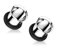 Pierced Owl 316L Stainless Steel Single Flare Tunnels with Black O-Rings, Sold as a Pair, Metal, no gemstone