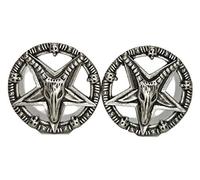Pierced Republic Baphomet Pentagram Ear Plugs - Stainless Steel Screw-On Ear Plugs - 8 Sizes - Pair - New!, 12MM, Stainless Steel