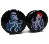 Pierced Republic Octopus Couple Ear Plugs - Acrylic Screw-On - 10 Sizes Pair*, Acrylic