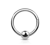 PiercedOff 1mm 316L Surgical Steel 8mm Hinged Nose Ring with Fixed 4mm Ball