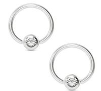 PiercedOff 2 Pack of 10mm BCR's with a Clear CZ Gem