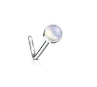 PiercedOff 316L Surgical Steel 0.8mm L-Bend Nose Stud with a Clear Opalite Semi Precious Stone