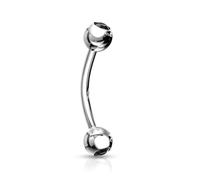 PiercedOff 316L Surgical Steel 1.2mm Curved Barbell with 4mm Black CZ Gem Balls - Length 10mm