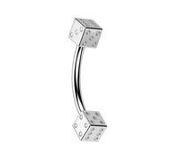 PiercedOff 316L Surgical Steel 1.2mm Curved Barbell with a 4mm Dice Head - Length 10mm