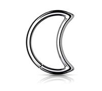 PiercedOff 316L Surgical Steel 1.2mm Half Moon Hinged Ring - 10mm Ring