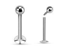 PiercedOff 316L Surgical Steel 1.2mm Labret with 3mm Ball - Bar Length 12mm - Sold as a Pack of 2 Labrets
