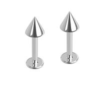 PiercedOff 316L Surgical Steel 1.2mm Labret with 4mm Spike Head - Bar Length 10mm - Sold as a Pack of 2 Labrets