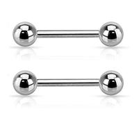 PiercedOff 316L Surgical Steel 1.6mm Barbells with Externally Threaded 6mm Balls - Bar Length 22mm - Sold as a Pack of 2 Barbells