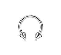 PiercedOff 316L Surgical Steel 1.6mm Horseshoe Barbell with Externally Threaded 3x4mm Spikes - 8mm Horseshoe