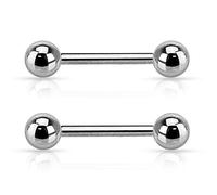 PiercedOff 316L Surgical Steel 1mm Barbells with Externally Threaded 3mm Balls - Bar Length 8mm - Sold as a Pack of 2 Barbells