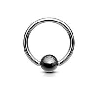 PiercedOff 316L Surgical Steel 1mm BCR with a 3mm Hematite Plated Ball - Ring Size 6mm