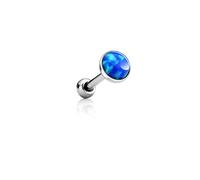 PiercedOff 316L Surgical Steel 1mm Cartilage Barbell with a 4mm Flat Blue Synthetic Opal Ball