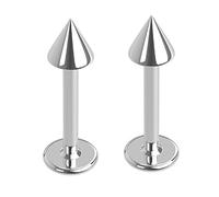 PiercedOff 316L Surgical Steel 1mm Labret with 3mm Spike Head - Bar Length 8mm - Sold as a Pack of 2 Labrets