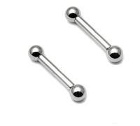 PiercedOff 316L Surgical Steel 4mm Barbells with Externally Threaded 8mm Balls - Bar Length 14mm - Sold as a Pack of 2 Barbells