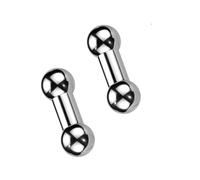 PiercedOff 316L Surgical Steel 5mm Barbells with Externally Threaded 8mm Balls - Bar Length 14mm - Sold as a Pack of 2 Barbells