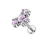 PiercedOff 316L Surgical Steel 6mm Labret with an Aurora Borealis CZ Cluster