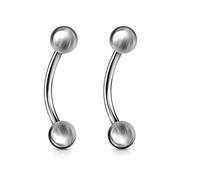 PiercedOff 316L Surgical Steel Curved Barbell with Externally Threaded Balls - Bar Thickness 16GA (1.2mm) / Bar Length 10mm / Ball Sizes 3mm - Sold as a Pack of 2 Barbells