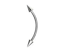 PiercedOff 316L Surgical Steel Externally Threaded 1.2mm Curved Barbell with 4mm Spike Ends - Length 12mm