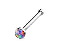 PiercedOff 316L Surgical Steel Nose Bone Stud with Flat Purple Synthetic Opal Head - Thickness 20GA (0.8mm) / Length 6mm / Head Size 2.5mm