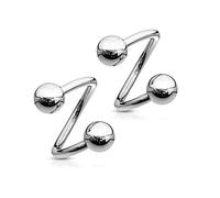PiercedOff 316L Surgical Steel Twist Barbells with Externally Threaded Balls - Thickness 14GA (1.6mm) / Length 12mm / Balls Size 5mm - Sold as a Pack of 2 Barbells