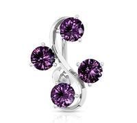 PiercedOff 316LSurgical Steel Top Down (Reverse) Belly Bar with Tanzanite 4 CZ Gem Vine - Thickness 14GA (1.6mm) / Length 10mm / Top Ball 5mm and the Vine is 19mm x 14mm