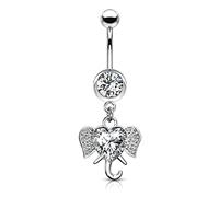 PiercedOff Belly Bar with an Elephant Head Dangle