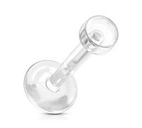 PiercedOff Bio Flex Clear Retainer with 3mm Removable Push-In Top - Thickness 14GA (1.6mm) / Length 8mm
