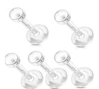 PiercedOff Bio Flex Clear Retainer with 3mm Removable Push-In Top - Thickness 16GA (1.2mm) / Length 6mm - Pack of 5 Retainers