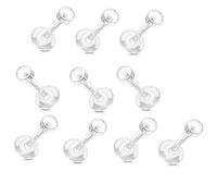 PiercedOff Bio Flex Clear Retainers with 3mm Removable Push-In Top - Thickness 14GA (1.6mm) / Length 14mm - Pack of 10 Retainers