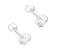 PiercedOff Bio Flex Clear Retainers with 3mm Removable Push-In Top - Thickness 14GA (1.6mm) / Length 16mm - Pack of 2 Retainers