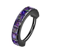 PiercedOff Black PVD over 316L Surgical Steel 8mm Nose Ring with Wide Outward Facing Vitrail Medium Square CZ Gems