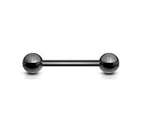 PiercedOff Black Titanium IP over 316L Surgical Steel 1.6mm Barbell with Externally Threaded 4mm Balls - Bar Length 10mm