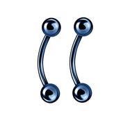 PiercedOff Blue Titanium IP over 316L Surgical Steel 1.2mm Curved Barbell with 4mm Balls - Length 10mm - Sold as a Pack of 2 Barbells