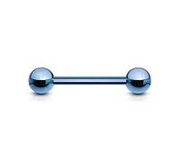 PiercedOff Blue Titanium IP over 316L Surgical Steel 1.6mm Barbell with Externally Threaded 5mm Balls - Bar Length 16mm