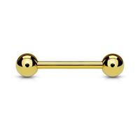 PiercedOff Gold Tone Ion Plated over 316L Surgical Steel 1.2mm Barbell with Externally Threaded 4mm Balls - Bar Length 6mm