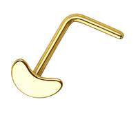 PiercedOff Gold Tone IP over 316L Surgical Steel L Bend Nose Stud with Crescent Moon Head - Thickness 20GA (0.8mm) / Length 6mm / Crescent Moon Size 4mm