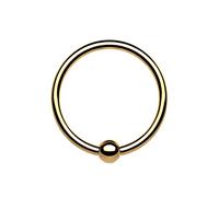 PiercedOff Gold Tone PVD over Titanium 1mm Fixed 2mm Ball Bendable Cut Ring - Ring Size 8mm